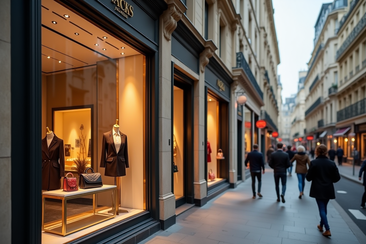 Façade élégante d'une boutique de luxe à Paris sur l'avenue Montaigne