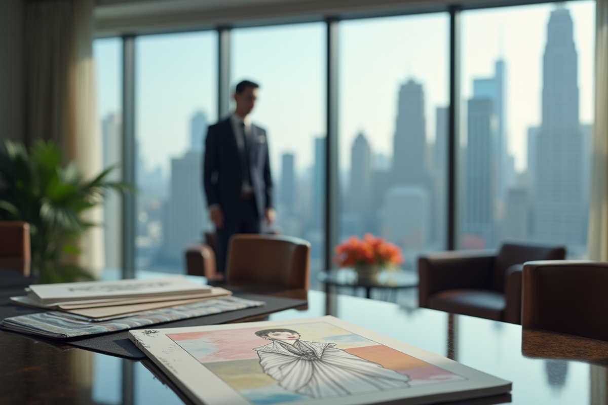 Personne d'affaires élégante dans un bureau lumineux avec vue urbaine