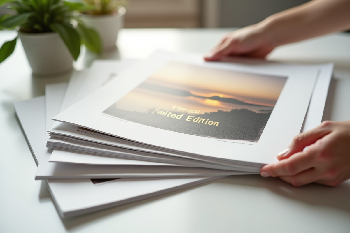 Main tenant une impression d'art édition limitée en or